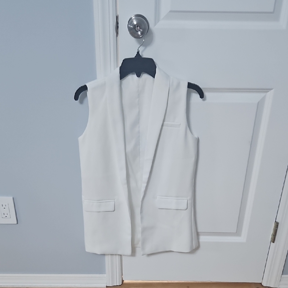 White Sleeveless Blazer Vest